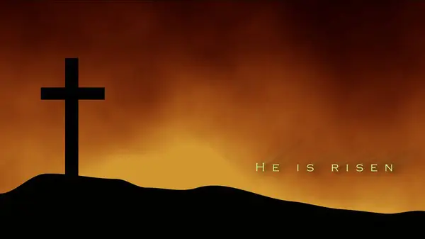 Hıristiyan haçı altın bulutlu gökyüzü çizimine karşı