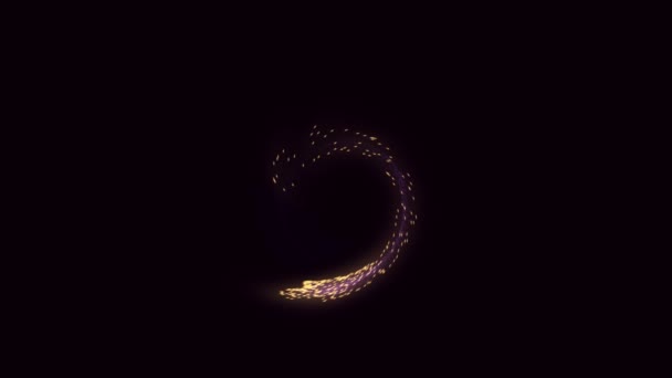 3D空間コンセプトアニメーションに浮かぶ金と紫のダイナミックな粒子のヴォルテックス — ストック動画