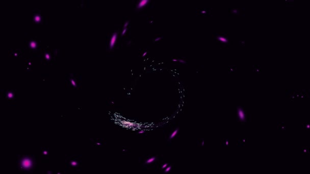 3D空間コンセプトアニメーションに浮かぶ金と紫のダイナミックな粒子のヴォルテックス — ストック動画