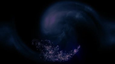 Derin uzay fantezi konseptinde süzülen yıldız ve parçacıkların girdabı 4k animasyon 