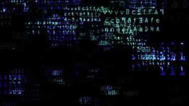 Siberuzay 4k animasyonunda bozulmuş dijital veriler
