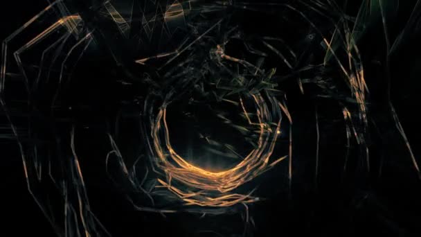 Túnel Buraco Minhoca Futurista Escuro Com Animação Luz Dourada — Vídeo de Stock