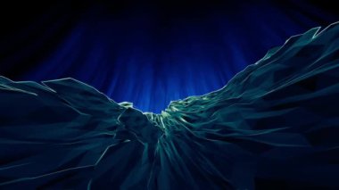Göksel mavi ışık ışınlı Rocky yüksek dağları 4k animasyon konsepti