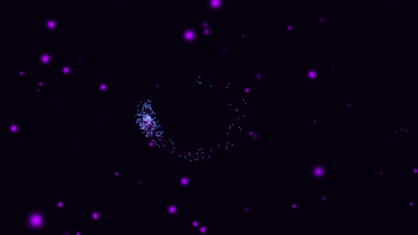 3D空間コンセプト4Kアニメーションに浮かぶ紫色のダイナミックな星と粒子のヴォルテックス — ストック動画