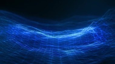 Mavi ağ bağlantılı ızgara üç boyutlu uzay konsepti animasyonu