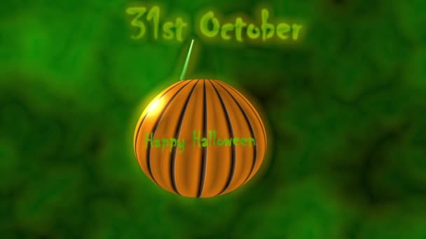 Halloween Kürbisse Auf Grünem Und Schwarzem Bewölkten Hintergrund Animation — Stockvideo