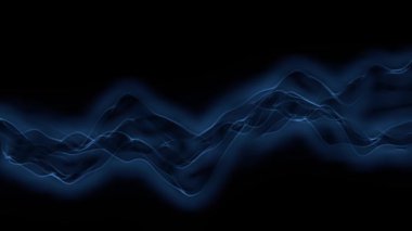 Geometrik mavi pleksus, üç boyutlu arkaplan arkaplanında yanıp sönen ışıklar ile soyut kavram canlandırması