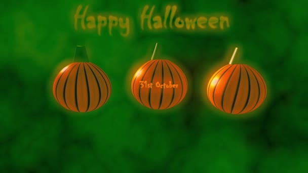 Halloween Abóboras Verde Preto Nublado Fundo Animação — Vídeo de Stock