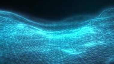 Mavi ağ bağlantılı ızgara üç boyutlu uzay konsepti animasyonu