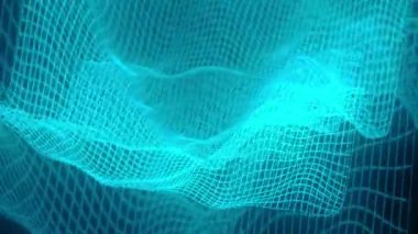 Mavi ağ bağlantılı ızgara üç boyutlu uzay konsepti 4k animasyon