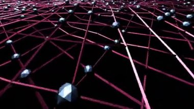Sibernetik bağlantılı metalik pleksus stucture mavi manzara 4k animasyon konsepti