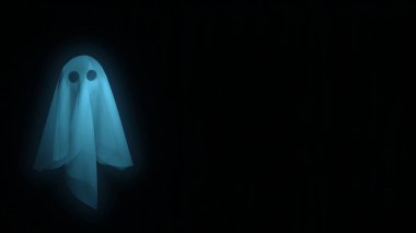 Uzayda süzülen mavi hayalet yeşil sis çizimi