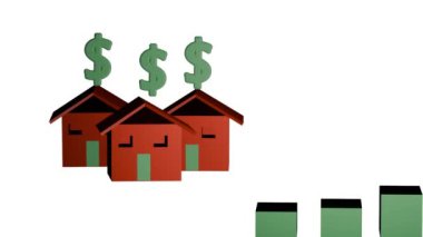 Gayrimenkul arsaları ve satılık animasyon konsepti. 