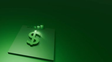 Üç boyutlu uzay animasyonunda ABD doları olan Yeşil Çubuk grafiği 