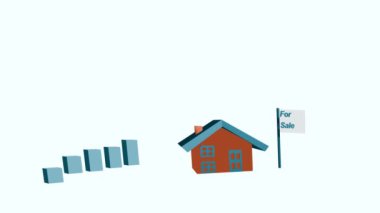 Gayrimenkul arsaları ve satılık animasyon konsepti. 