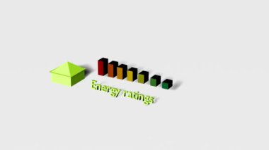 Çubuk grafiği enerji verimliliği derecelendirme ölçeği 4k animasyon kavramı