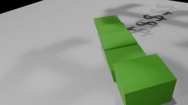 Üç boyutlu boşluk 4k animasyonunda yeşil çizelge grafiği 