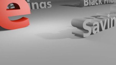 İndirimli metin kırmızı beyaz arkaplan yazı tipi 4k animasyon üç boyut