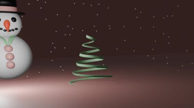 Ağaçları olan Noel Kardan Adam 4k animasyonu 