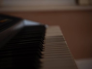 Piano keys musical instrument medium shot selective focus clipart