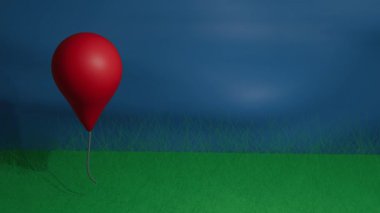Mavi zemin üzerinde kırmızı mavi balon 4k animasyon 3D 