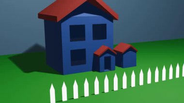 Çitlerle çevrili bir emlak arsası. 4k 3d animasyon konsepti. 