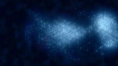 Mavi arkaplanda parlayan mavi parçacıklar ve ışıklar 4k animasyonu