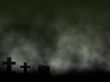 Koyu bulutlu arka plan resimli Yalnız Mezarlık
