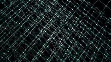 Siyah arkaplan 4k animasyonunda mavi sibernetik bağlı pleksus yapısı 