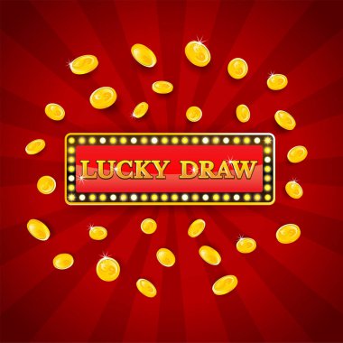 Düzenlenebilir metin efekti Lucky Draw 3d biçim efekti. Lüks tema için kırmızı ve altın rengi olan zarif metin efekti. Premium Vektörü