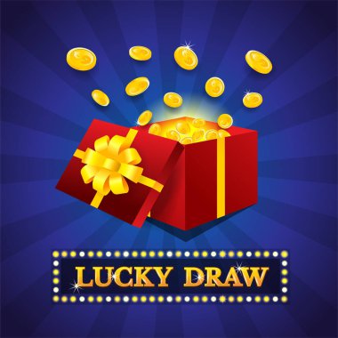 Düzenlenebilir metin efekti Lucky Draw 3d biçim efekti. Lüks tema için kırmızı ve altın rengi olan zarif metin efekti. Premium Vektörü
