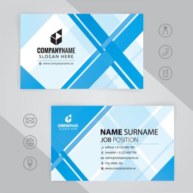 Mavi ve beyaz Modern Kurumsal İş Kartı Tasarım Şablonları, vektör sayısı 10