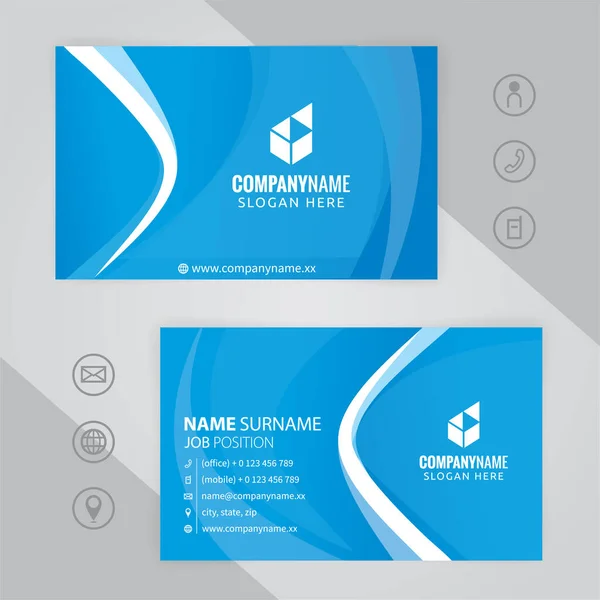 Set Mit Blauen Und Weißen Modernen Corporate Visitenkarten Designvorlagen Vektor — Stockvektor