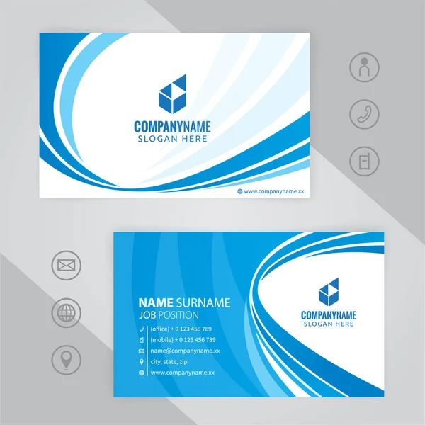 Set Mit Blauen Und Weißen Modernen Corporate Visitenkarten Designvorlagen Vektor — Stockvektor