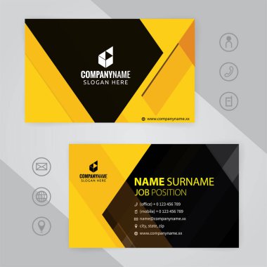 Sarı ve siyah Modern Şirket Kartı Tasarım Şablonları, vektör sayısı 10