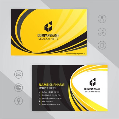 Sarı ve siyah Modern Şirket Kartı Tasarım Şablonları, vektör sayısı 10