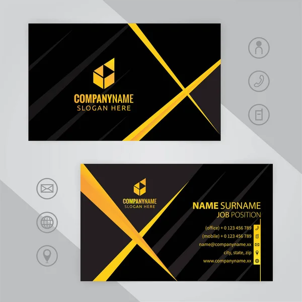 Set Yellow Black Modern Corporate Business Card Design Templates Vector — Stock Vector