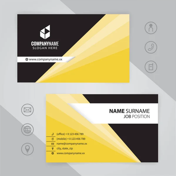 Zestaw Żółto Czarnych Szablonów Modern Corporate Business Card Design Wektor — Wektor stockowy