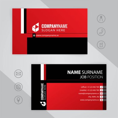 Kırmızı ve siyah Modern Kurumsal İş Kartı Tasarım Şablonları, vektör sayısı 10