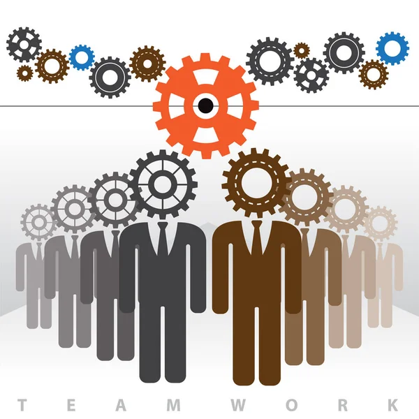 Gear Head Geschäftsmann Ikone Teamwork Illustration Vektor — Stockvektor