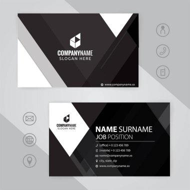 Beyaz ve siyah Modern Şirket Kartı Tasarım Şablonları, vektör sayısı 10