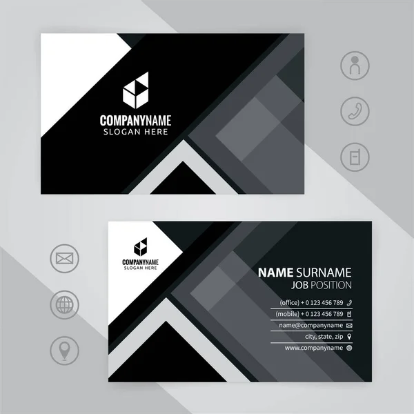 Set White Black Corporate Business Card Design Templates Vector Eps - Stok Vektor