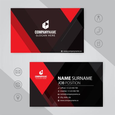 Kırmızı ve siyah Modern Kurumsal İş Kartı Tasarım Şablonları, vektör sayısı 10