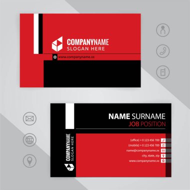 Kırmızı ve siyah Modern Kurumsal İş Kartı Tasarım Şablonları, vektör sayısı 10