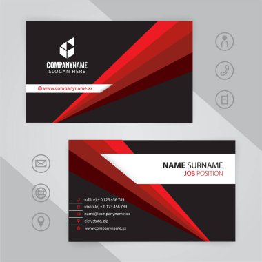 Kırmızı ve siyah Modern Kurumsal İş Kartı Tasarım Şablonları, vektör sayısı 10