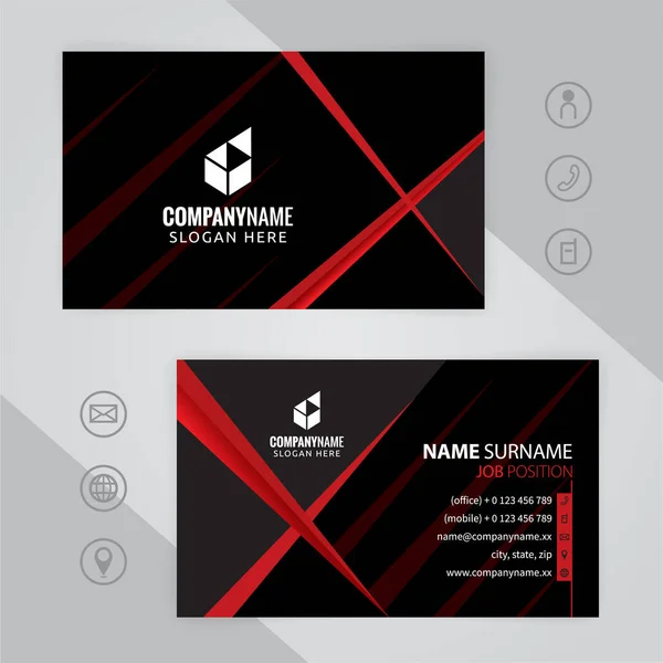 Set Red Black Corporate Business Card Design Templates Vector Eps - Stok Vektor