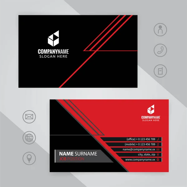 Set Roter Und Schwarzer Moderner Corporate Visitenkarten Designvorlagen Vektor Eps — Stockvektor