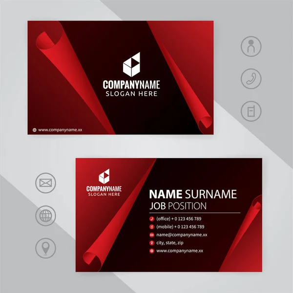 Set Red Black Corporate Business Card Design Templates Vector Eps - Stok Vektor
