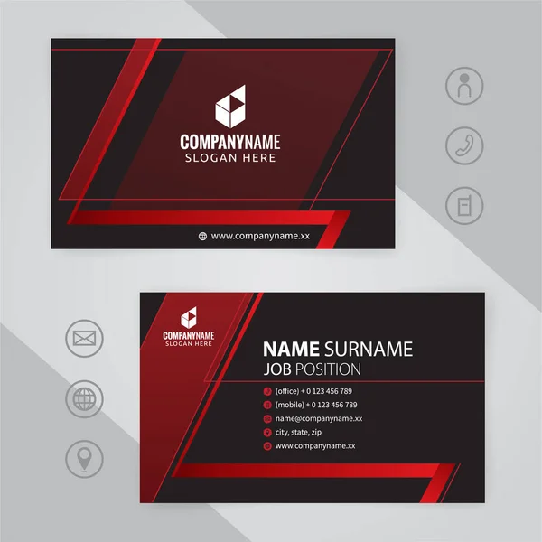 Set Red Black Modern Corporate Business Card Design Templates Vector — ストックベクタ