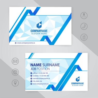 Mavi ve beyaz Modern Kurumsal İş Kartı Tasarım Şablonları, vektör sayısı 10